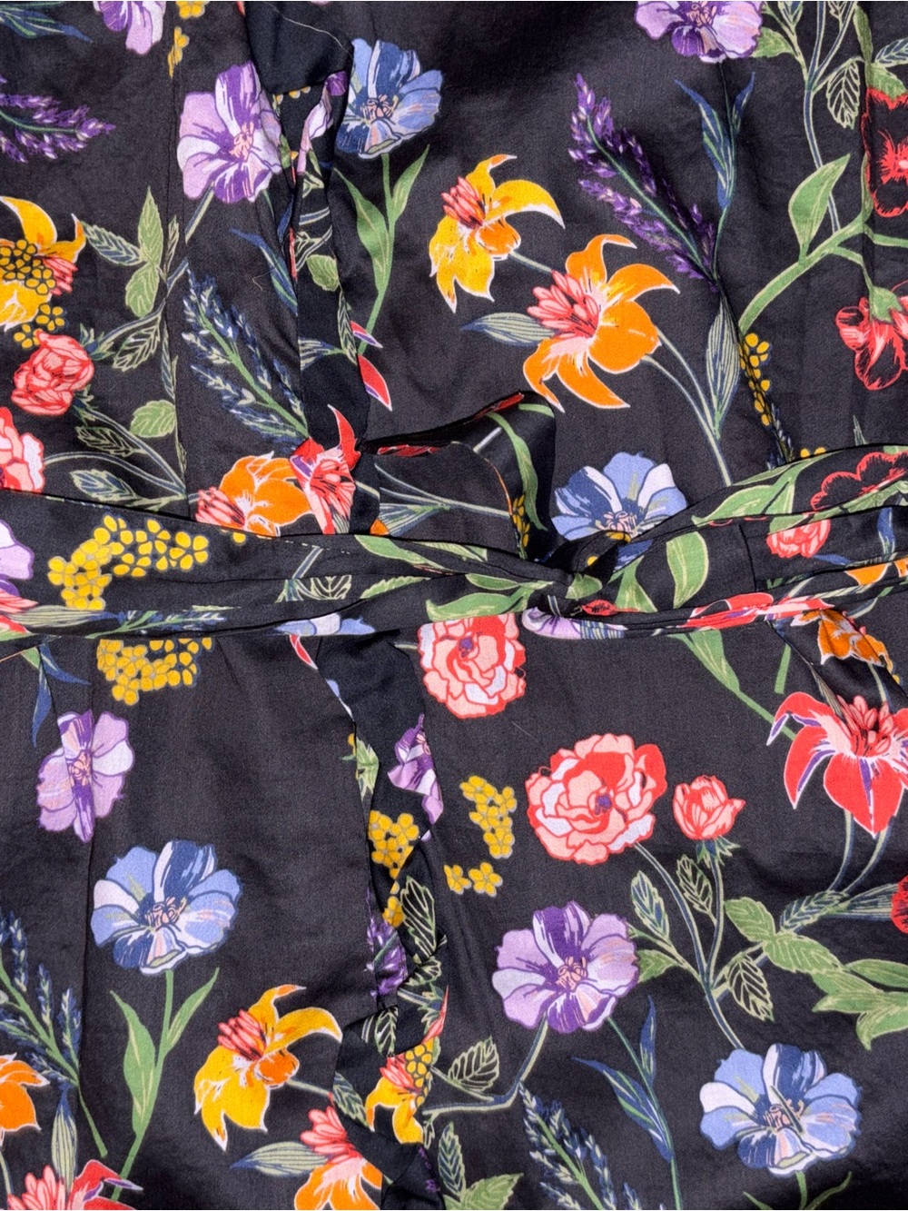 Who What Wear Black Floral Ruffle Midi Dress - Picture 4 of 5